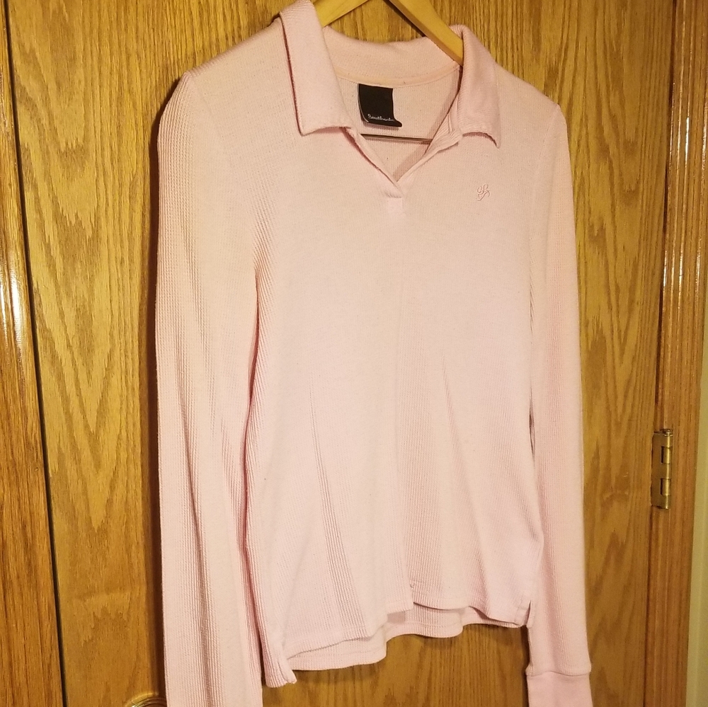 Southpole pink waffle long sleeve shirt